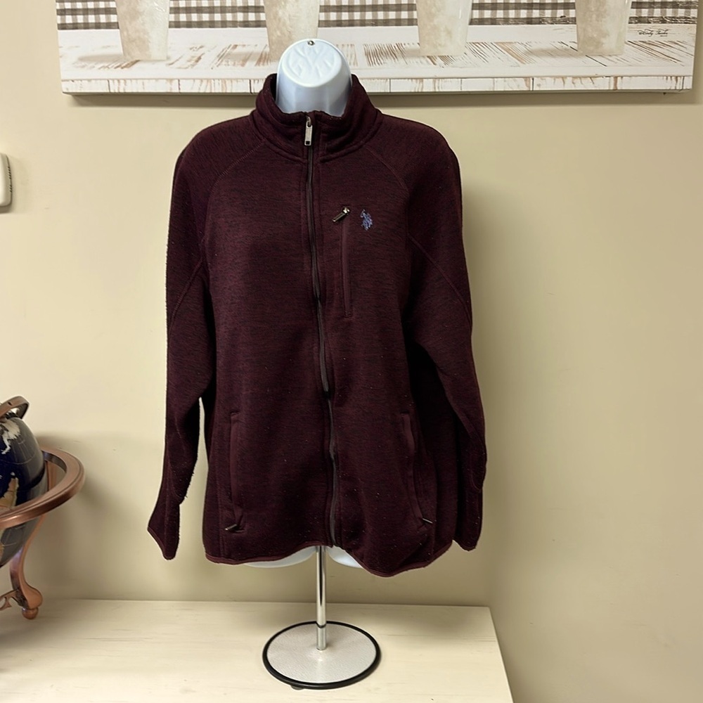 Men’s US Polo Maroon Zip up Pullover Jacket